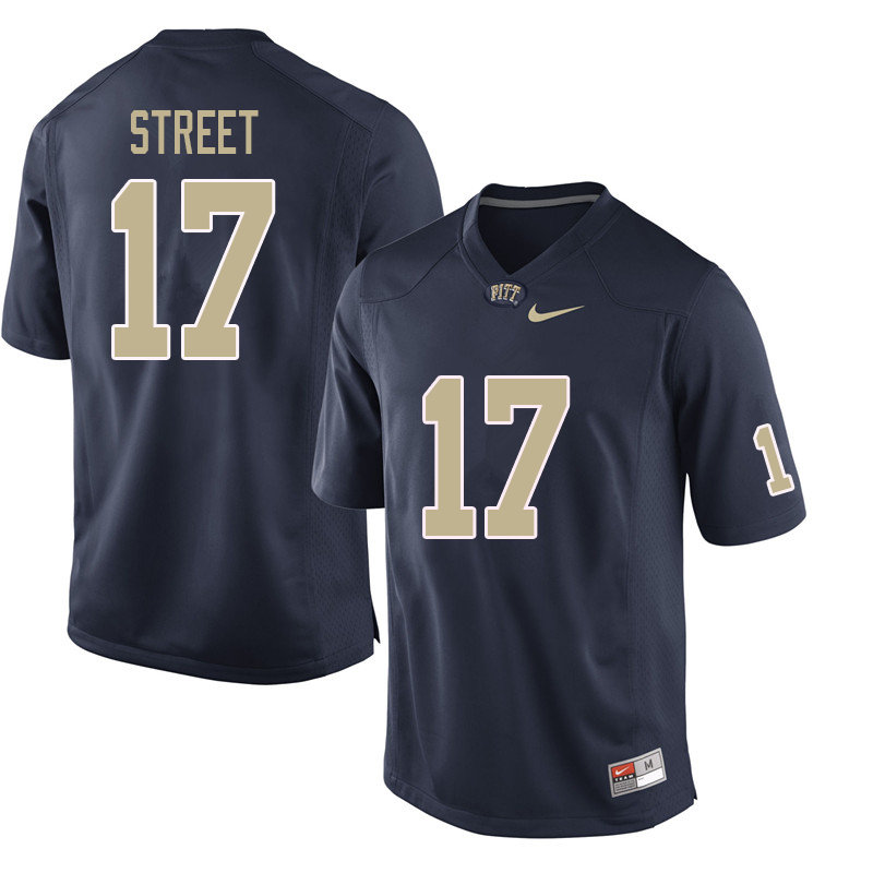 Men #17 Darian Street Pittsburgh Panthers College Football Jerseys Sale-Navy